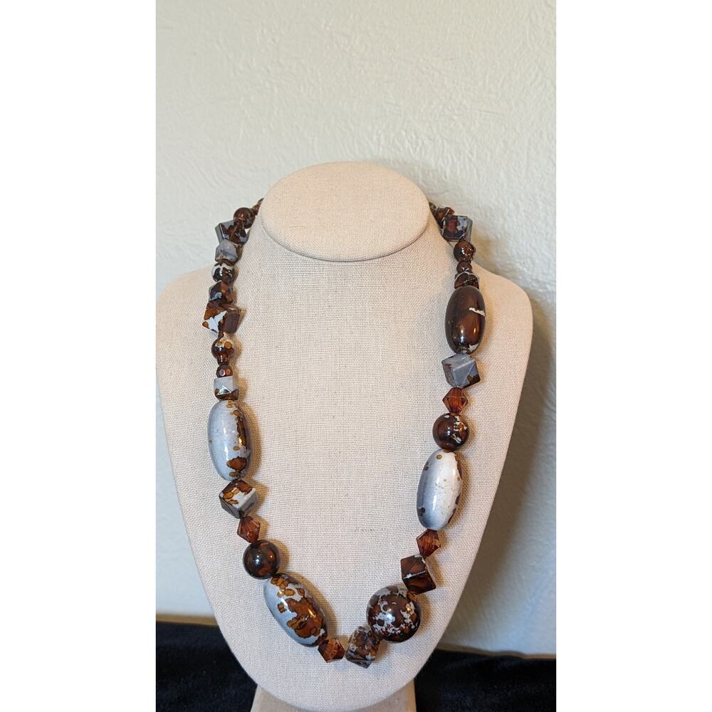 Unique Multi-Shape Gray Brown Mottled Beaded Togg… - image 8